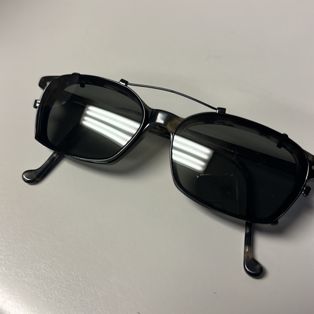 Stylish Black and Gray Glasses with Clip-On Lenses - Picture 7 of 7